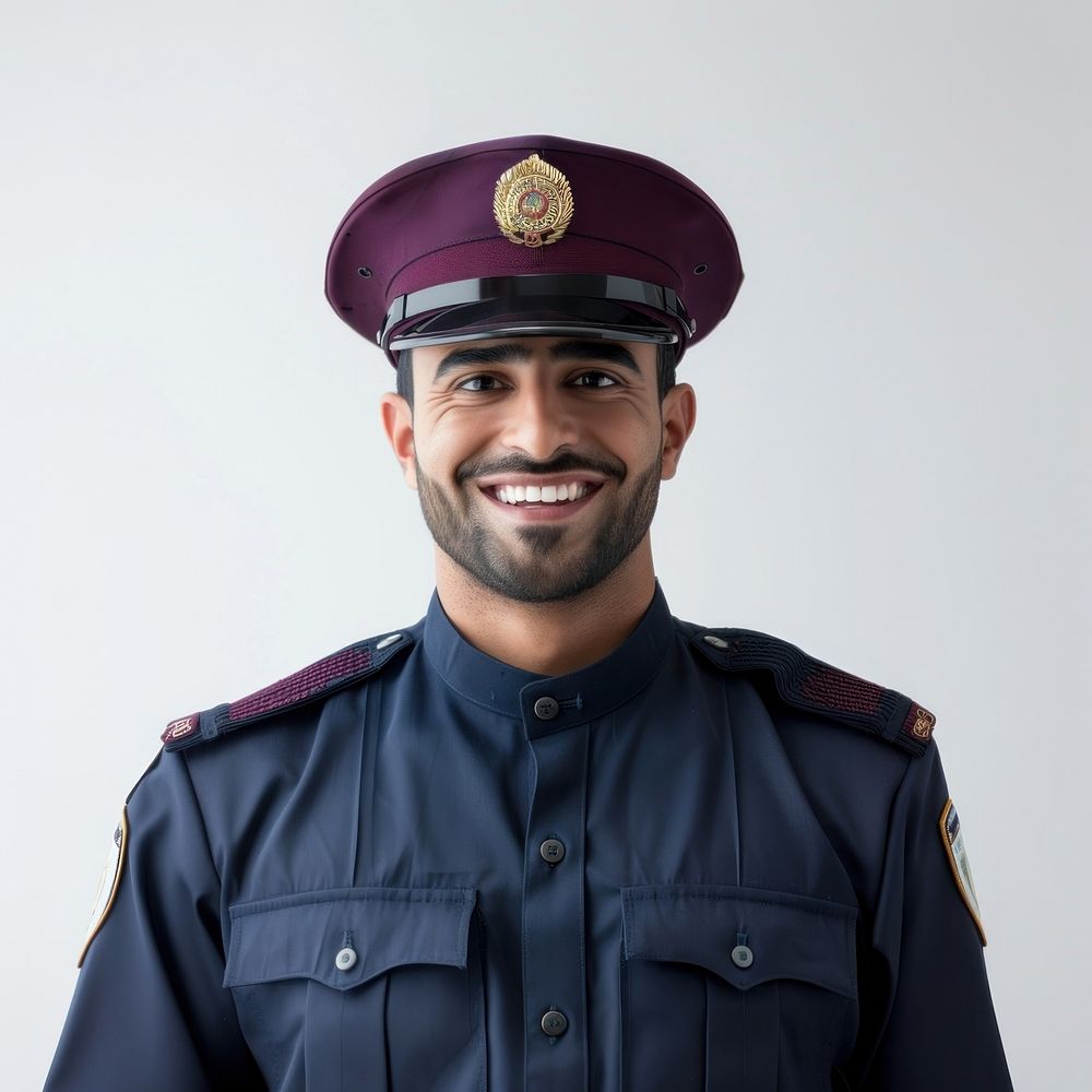Qatari police smile clothing officer captain.