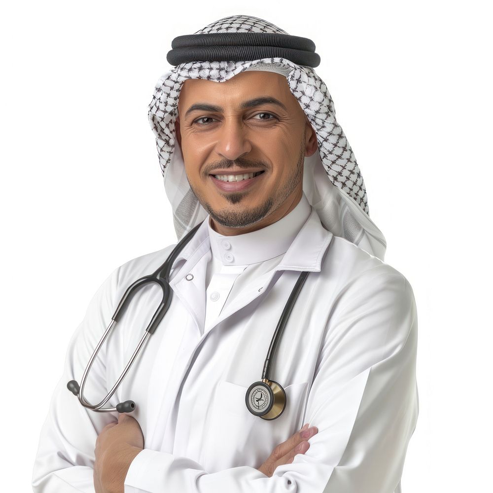 Saudi Arabian doctor smile sweatshirt clothing knitwear.