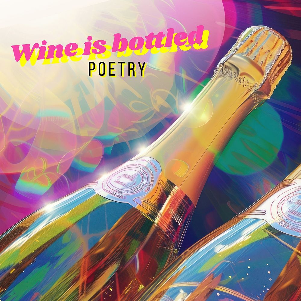 Wine is bottled poetry quote Instagram post template