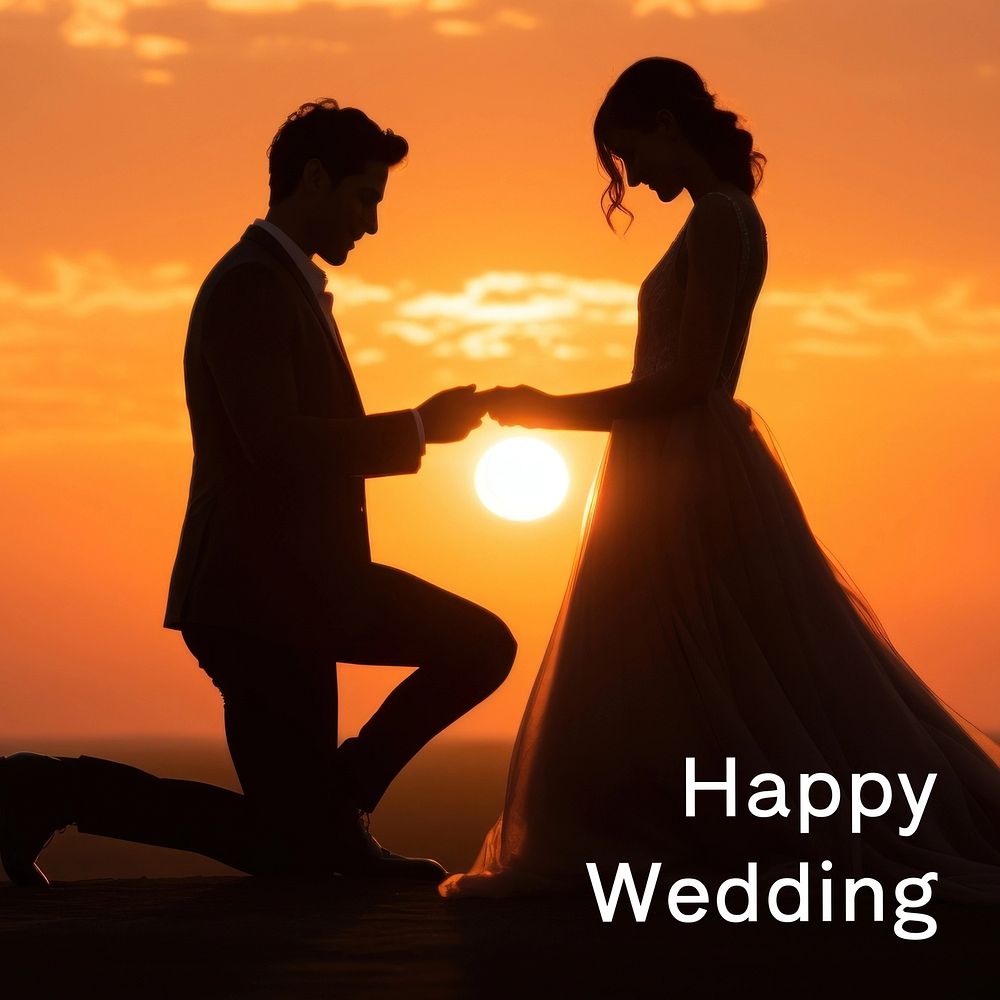 Happy wedding quote Instagram post template