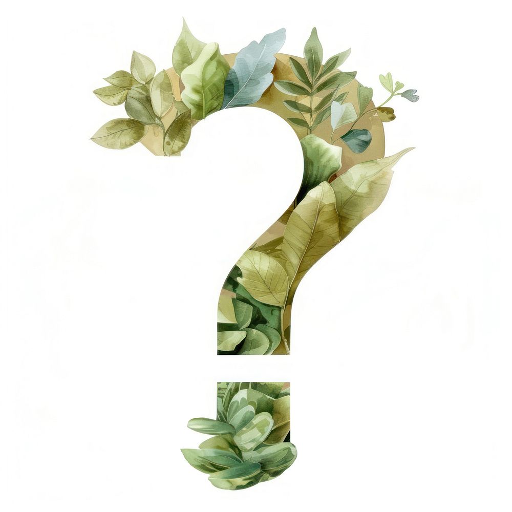 The letter exclamation mark symbol plant leaf.
