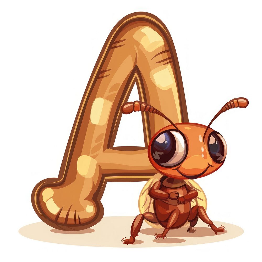Ant letter a animal invertebrate cartoon.