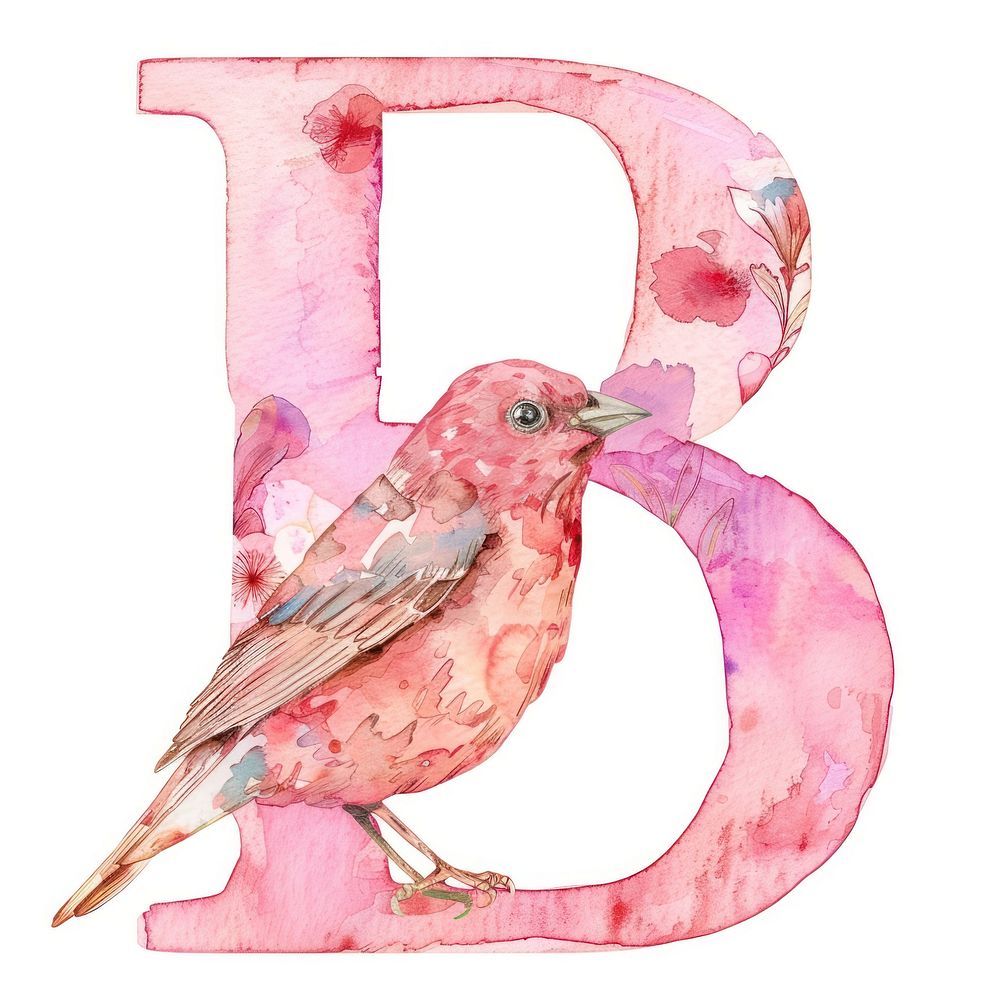 Letter b bird animal white background.