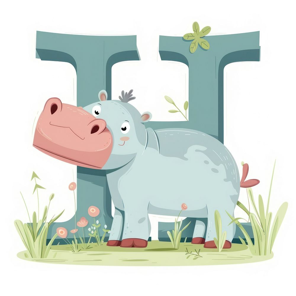 Letter H and hippo outdoors animal mammal.