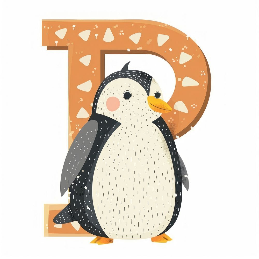 Letter P with penguin animal bird outdoors.