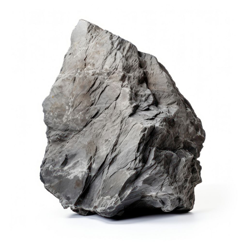 Rock mineral white background anthracite.