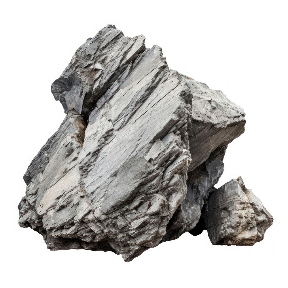 Rock mineral white background anthracite.