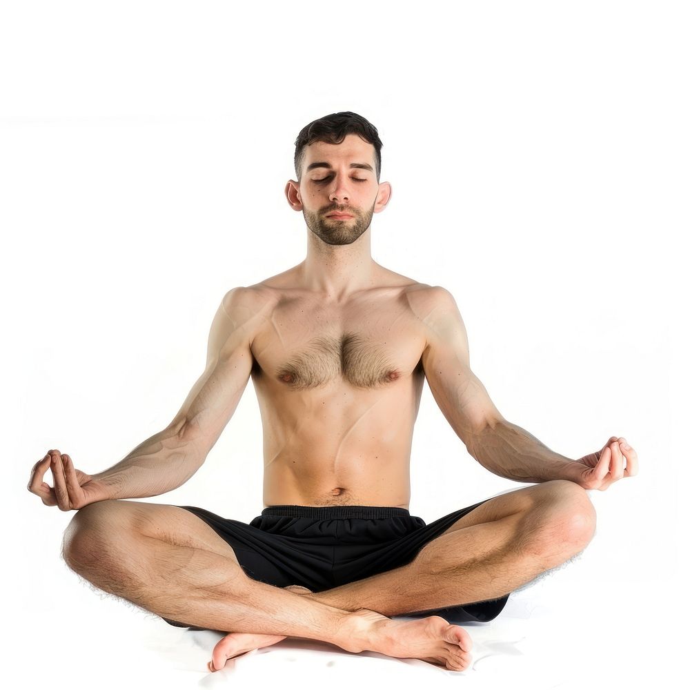 Yoga in sitting in position sports adult man.