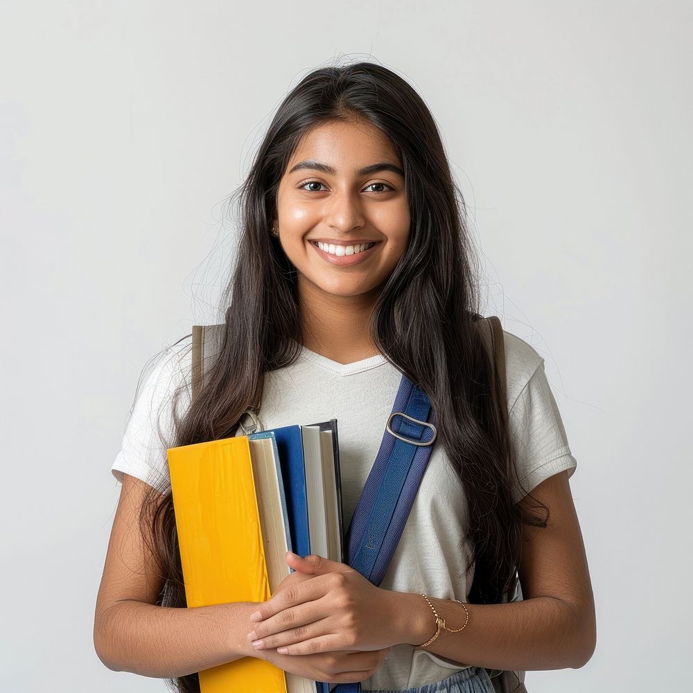 Young indian girl student happy smile.