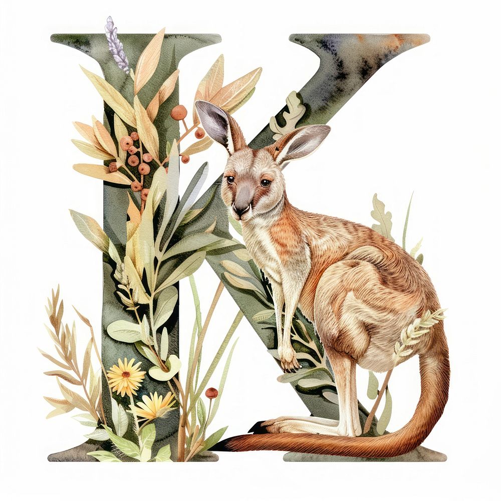 The letter K kangaroo mammal nature.