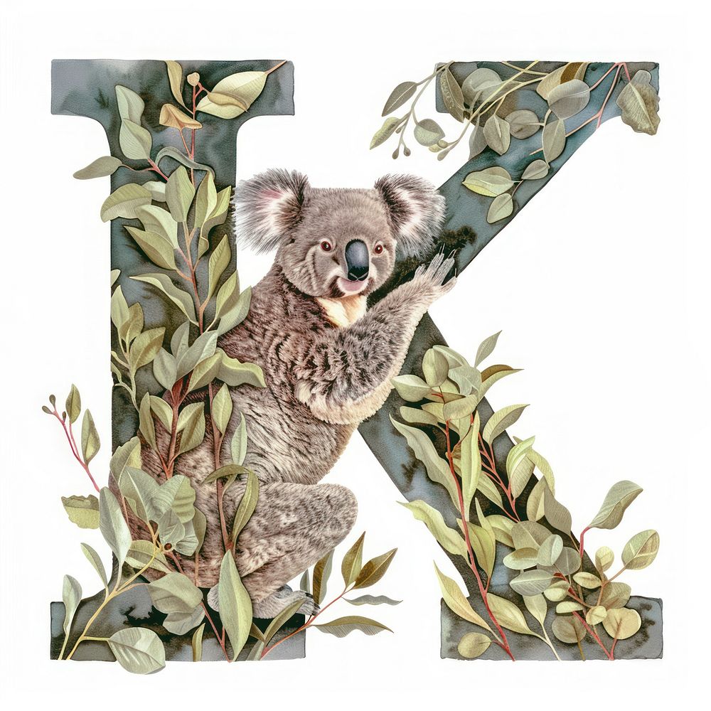 The letter K koala drawing mammal.