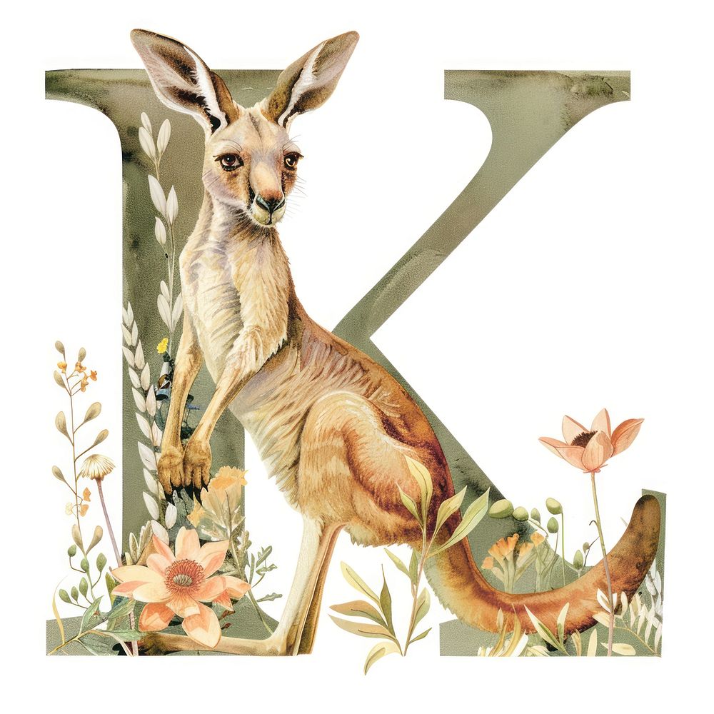 The letter K kangaroo wallaby animal.