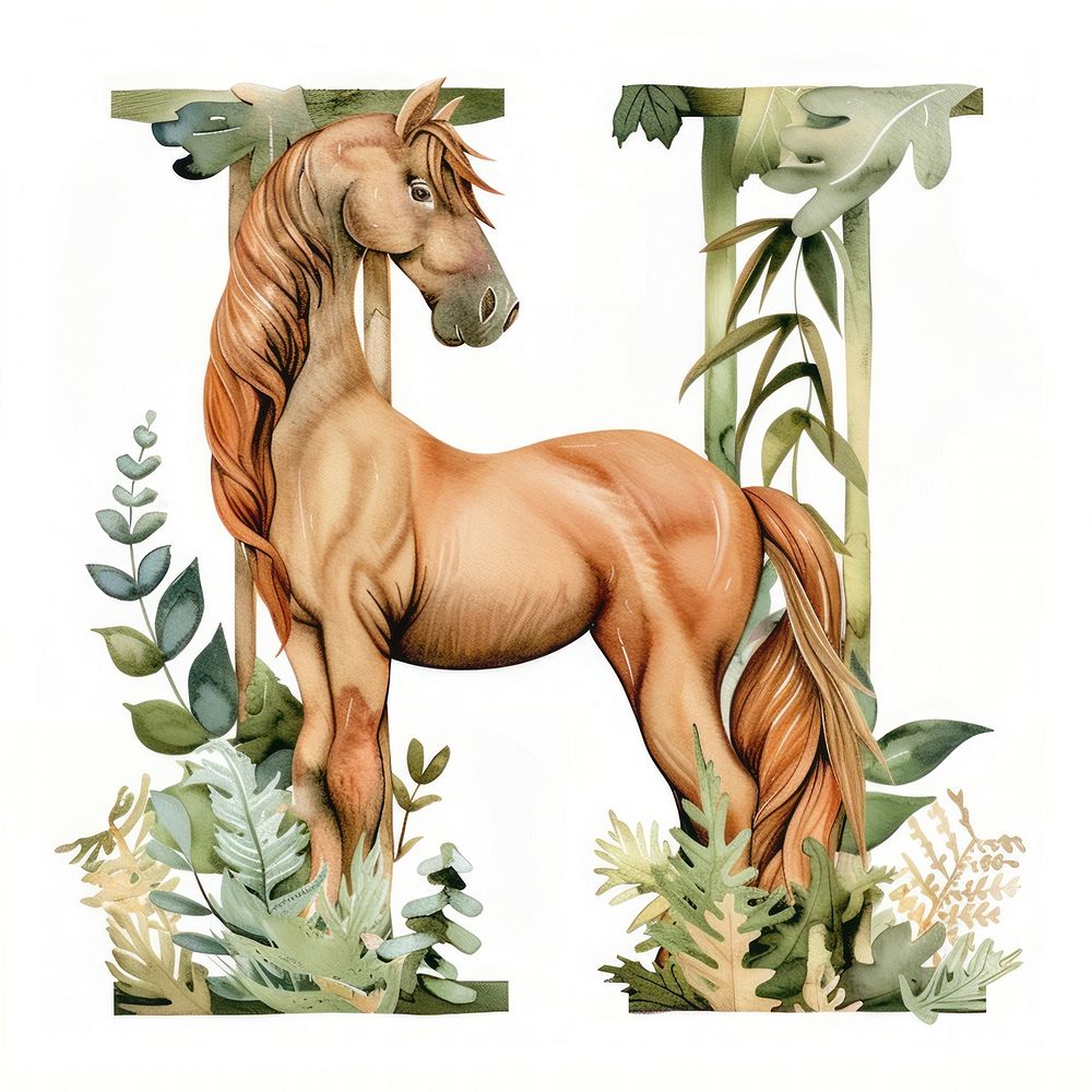 The letter H horse mammal animal.