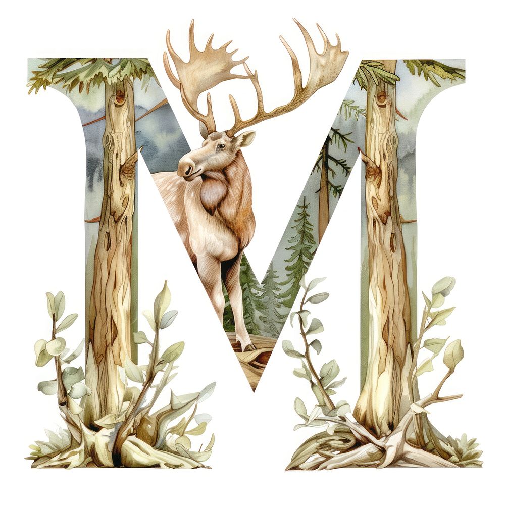 The letter M nature forest antler.