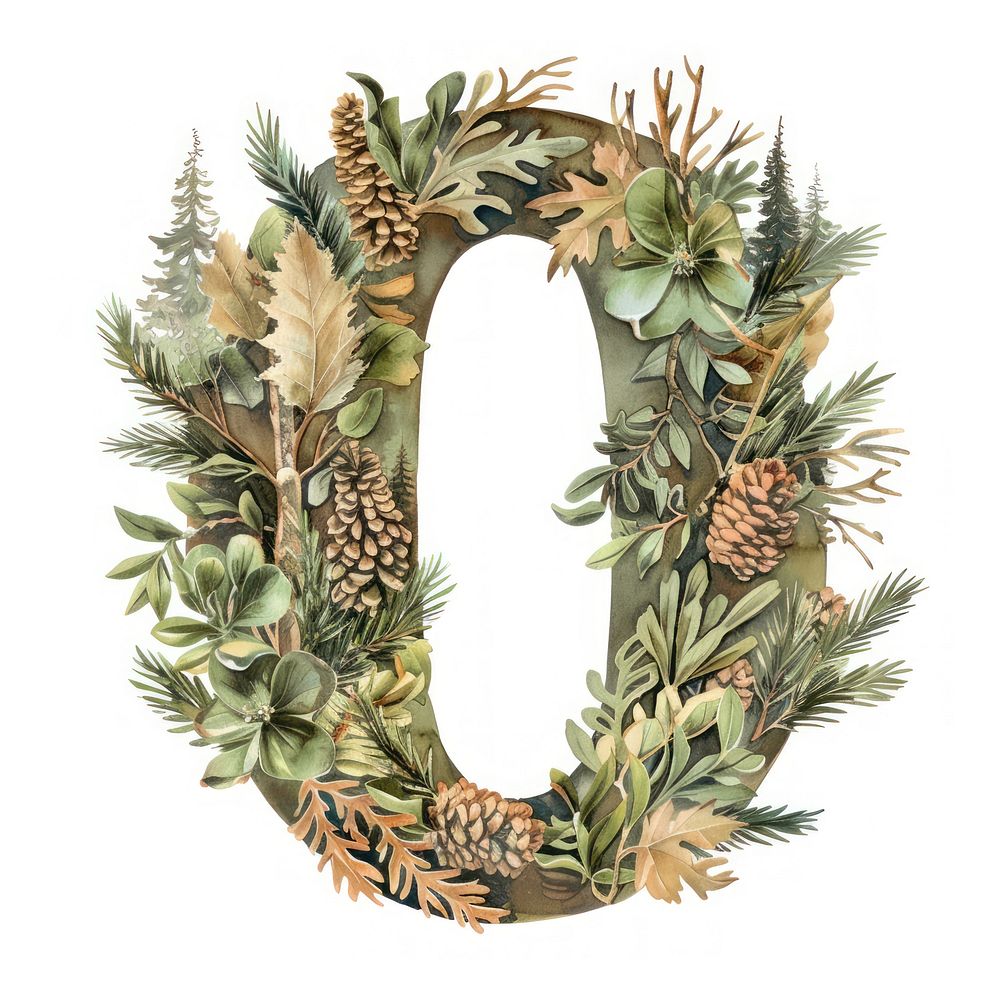 The letter number 0 nature wreath plant.