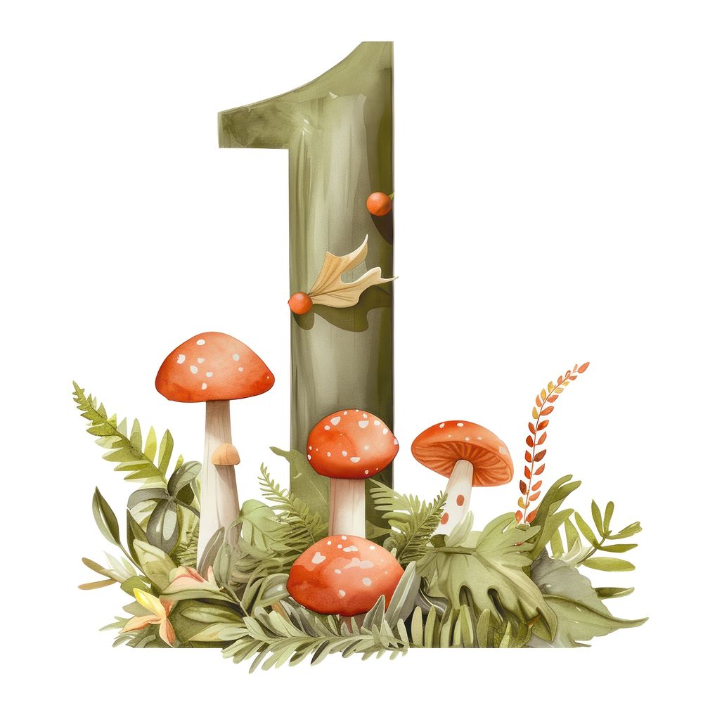 The letter number 1 mushroom nature plant.