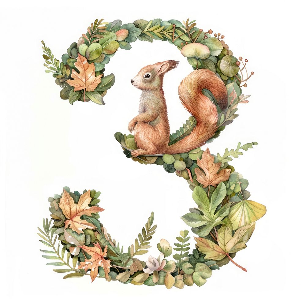 The letter number 3 drawing nature rodent.