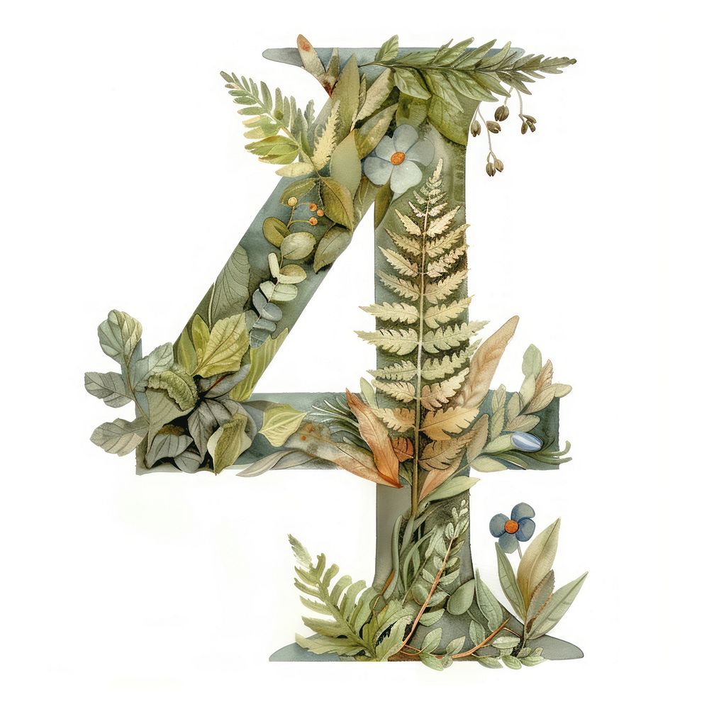 The letter number 4 art nature plant.