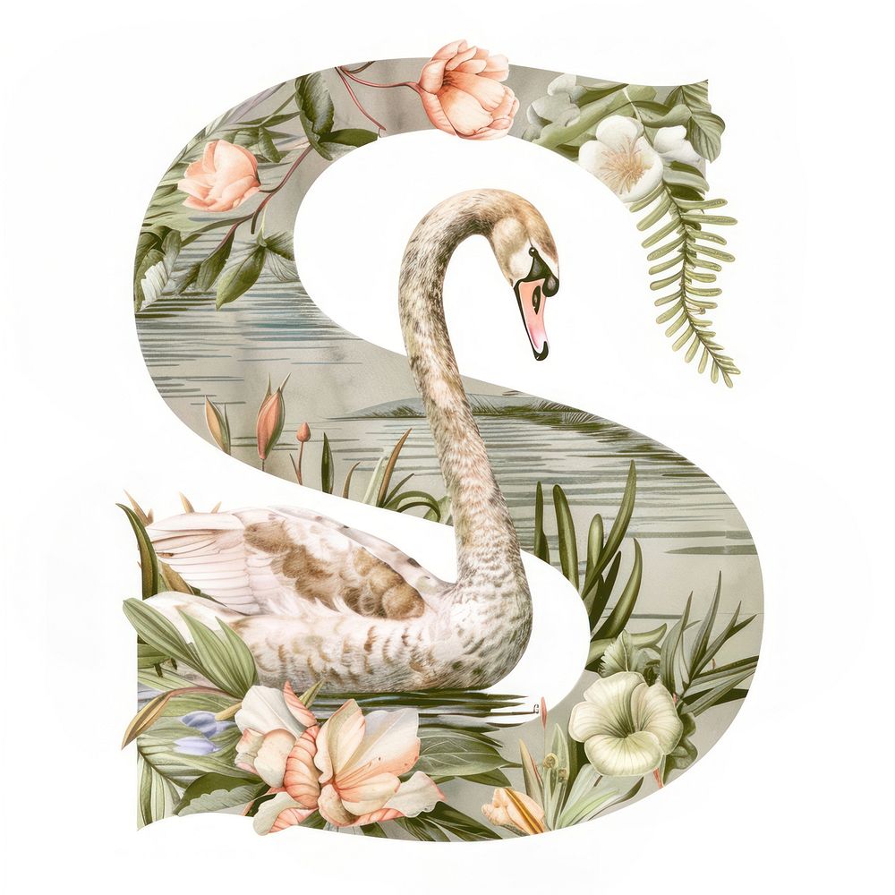 The letter S swan nature plant.