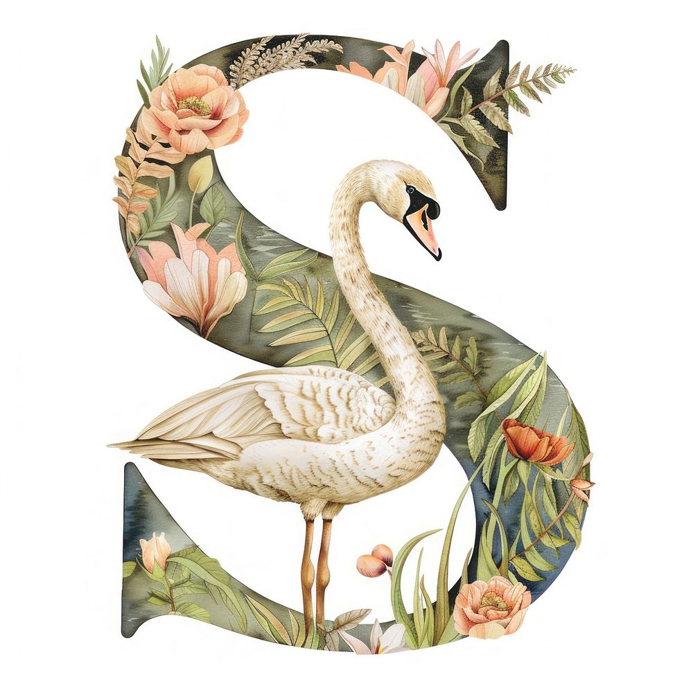 The letter S swan art animal.