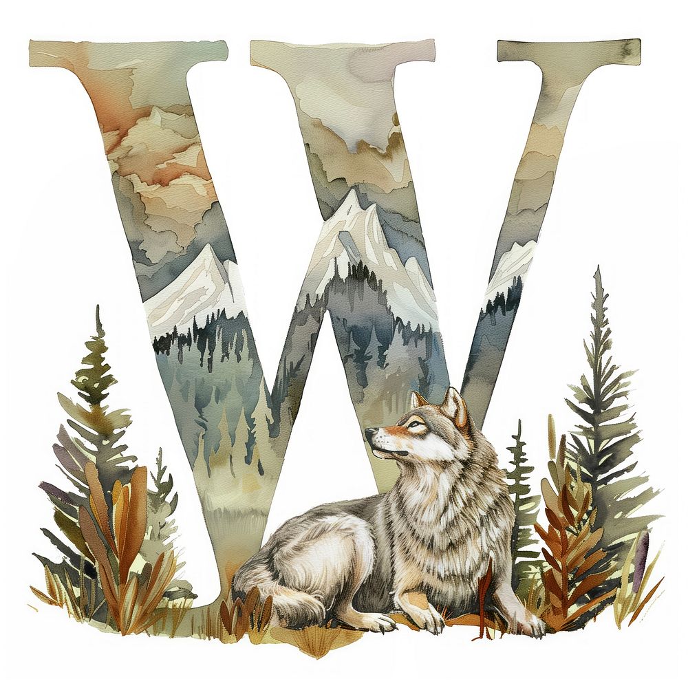 The letter W drawing art mountain nature.