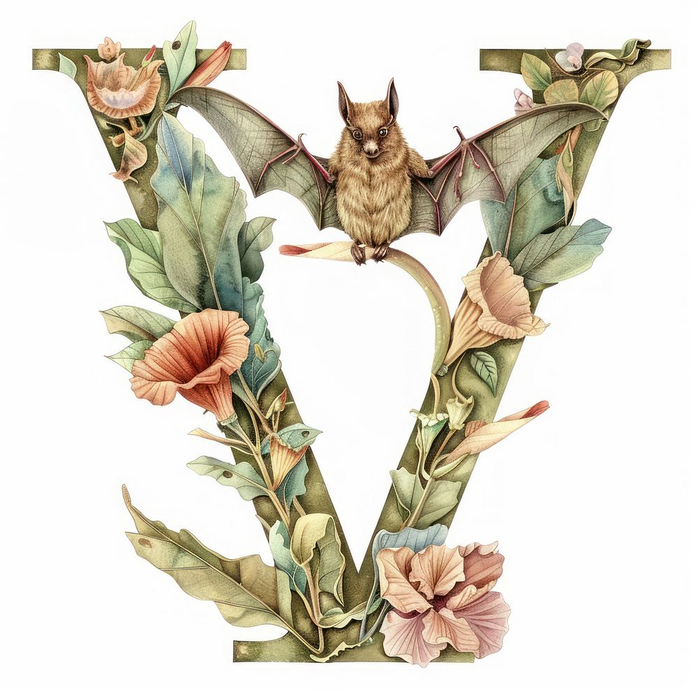 The letter V art bat nature.