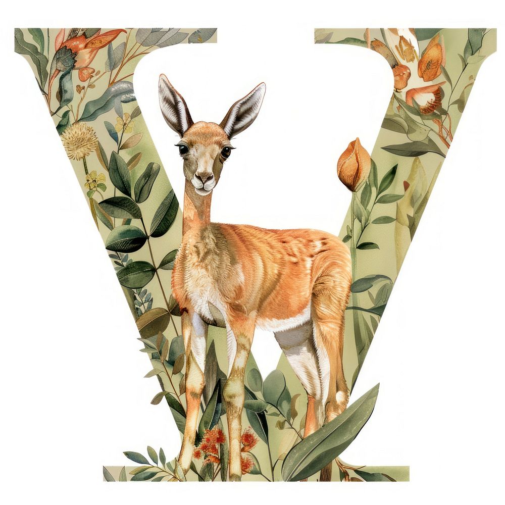 The letter V mammal nature art.