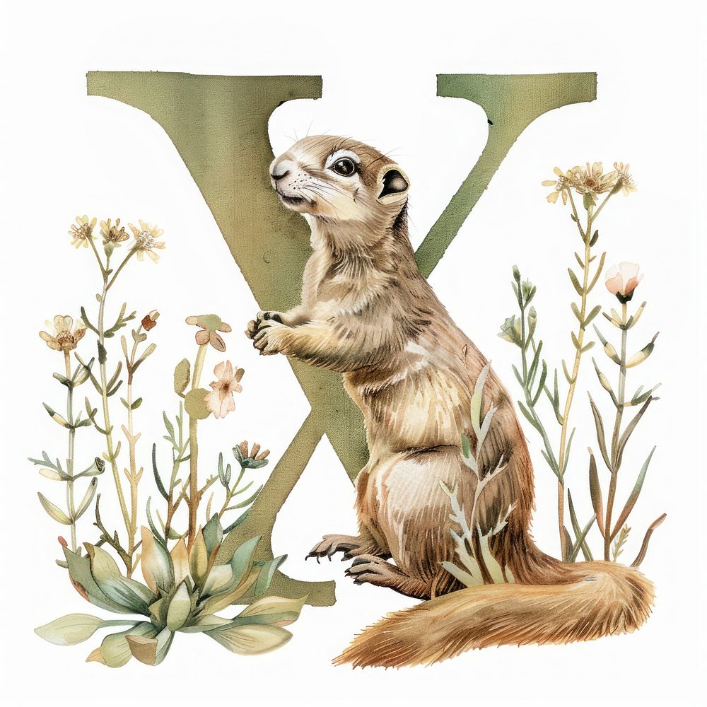 The letter X squirrel drawing animal.