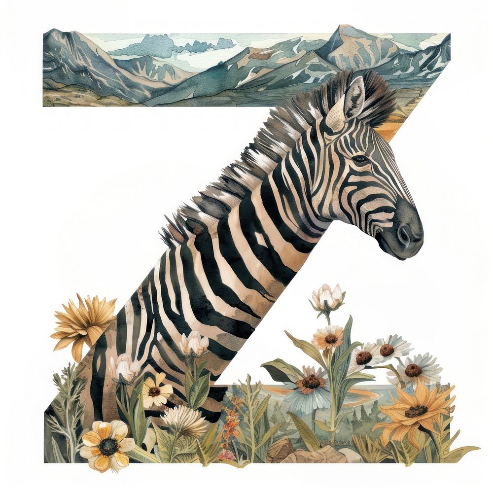 The letter Z zebra art wildlife.