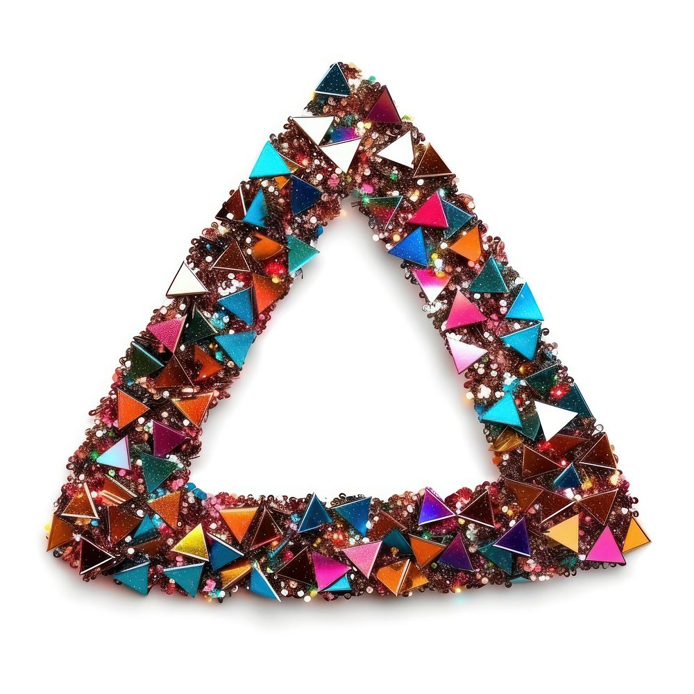 Frame glitter triangle jewelry shape white background.