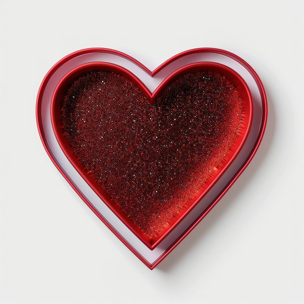 Frame glitter heart shape shiny red.
