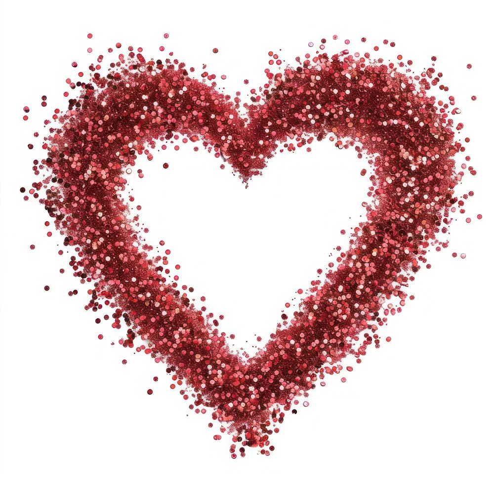 Frame glitter shapes heart red white background.