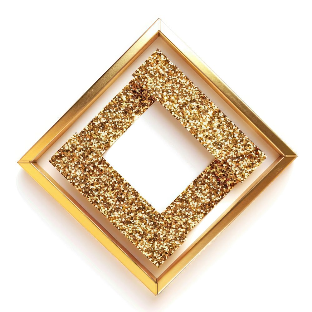 Frame glitter square gold jewelry shape.