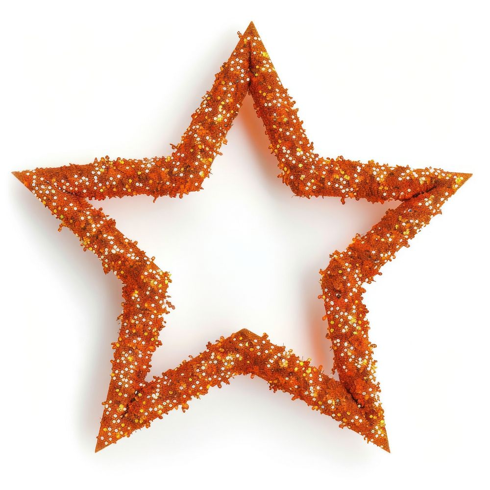 Frame glitter star shape white background orange color.