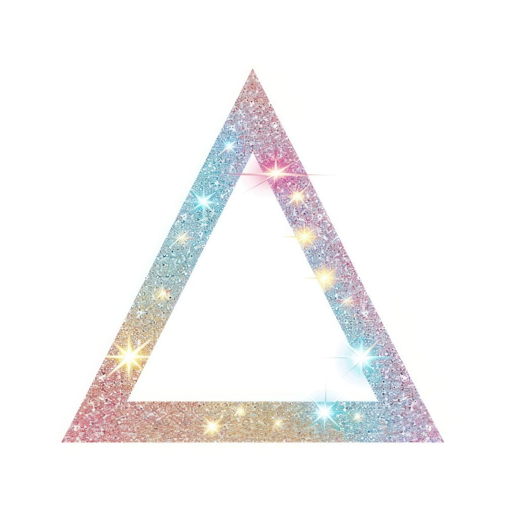 Frame glitter triangle shape white background illuminated.