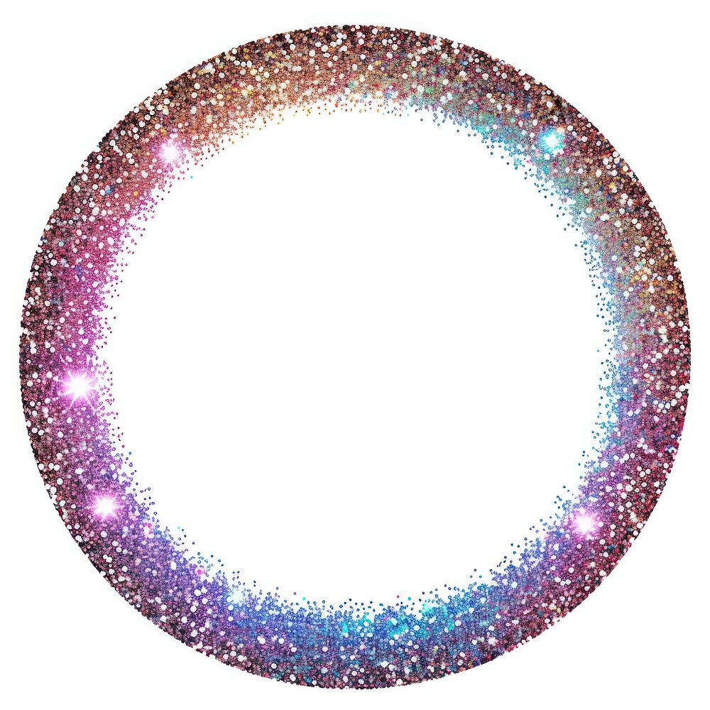 Frame glitter circular shape shiny white background.