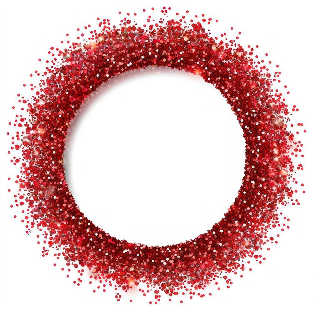 Frame glitter circular shape red white background.