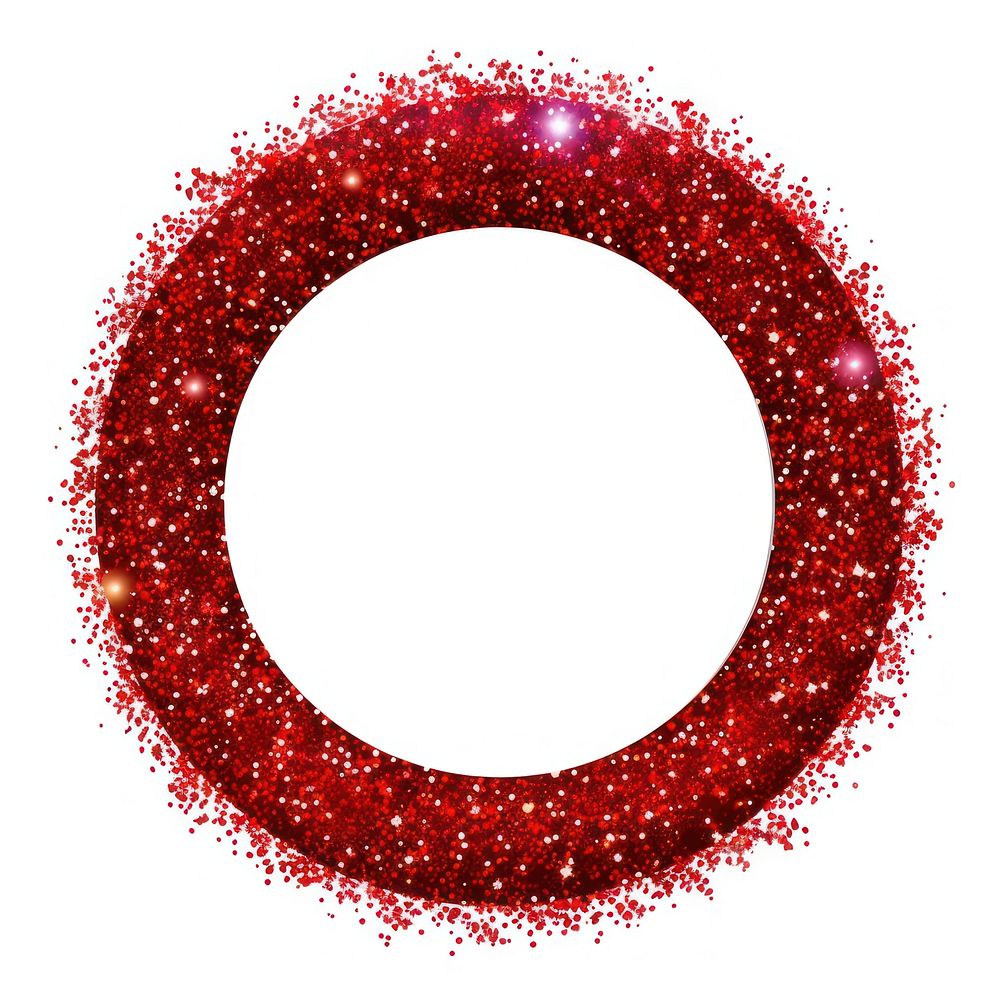 Frame glitter circular shape shiny red.