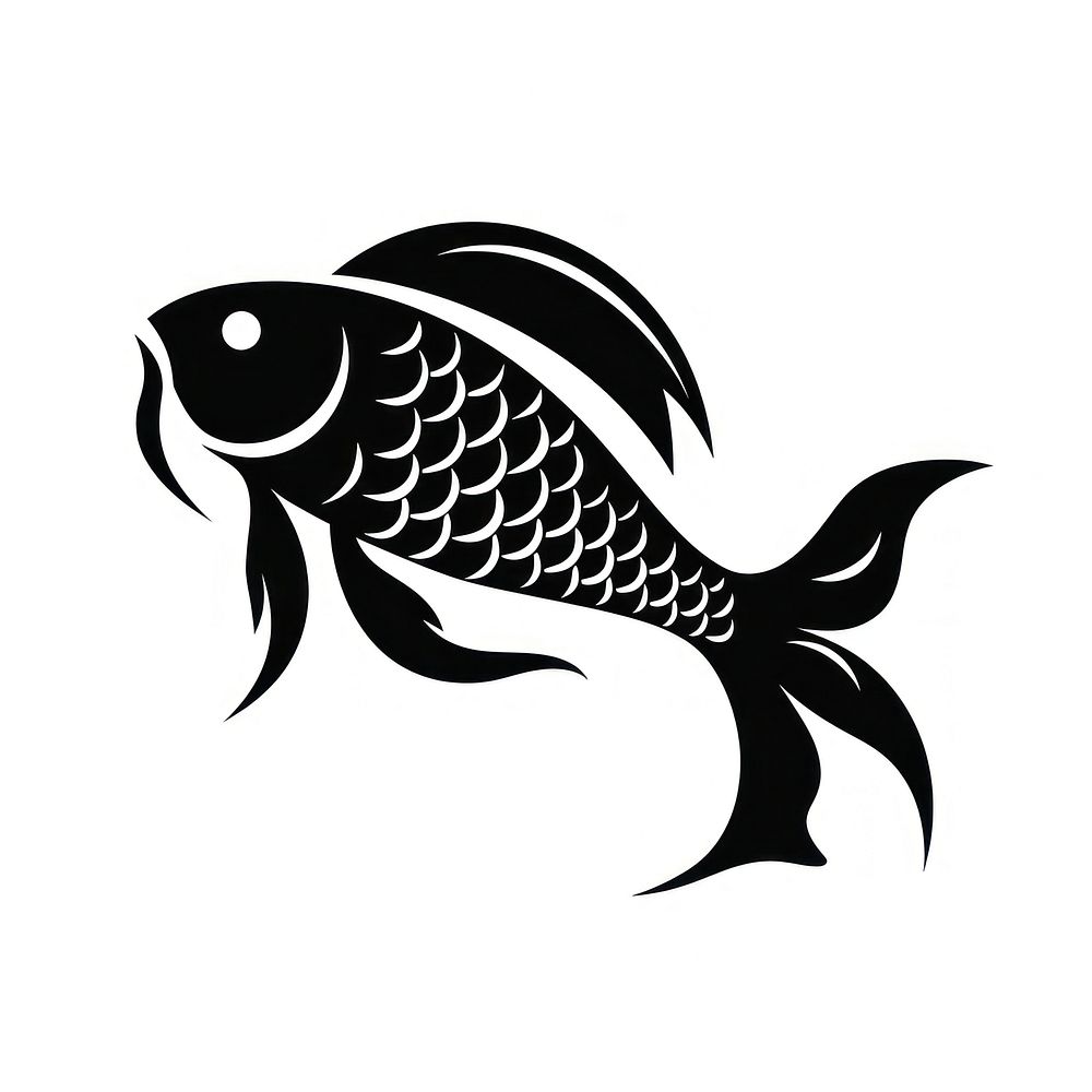 Koi fish silhouette stencil animal.