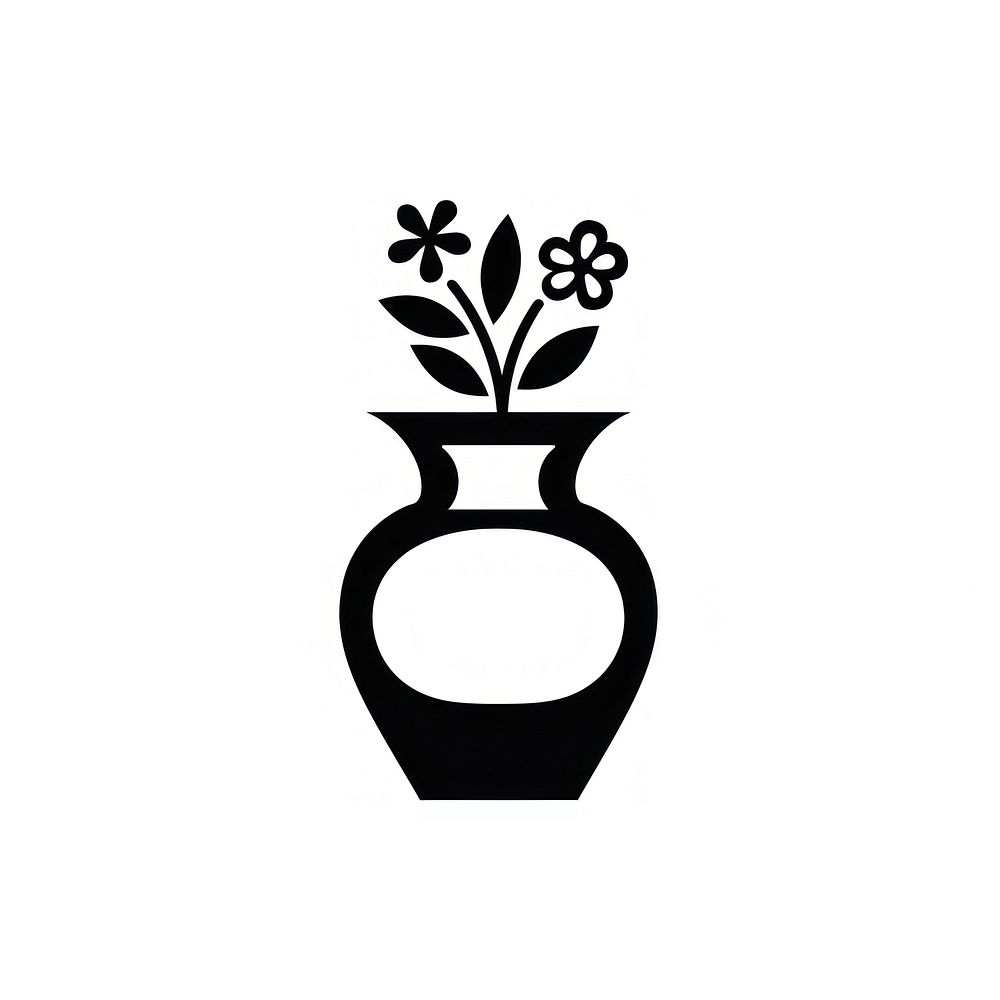 Flower vase stencil pottery plant.