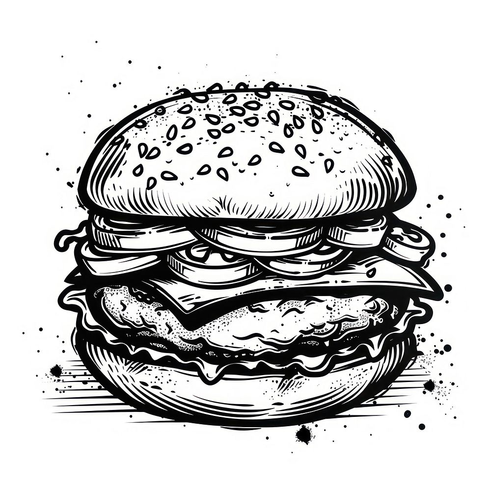 Basic burger drawing illustrated dessert.
