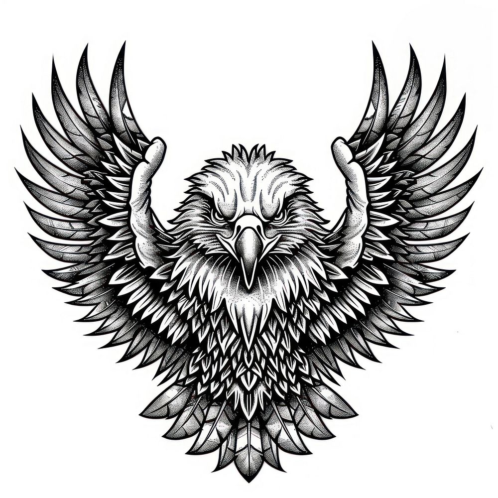 Eagle drawing tattoo illustrated.