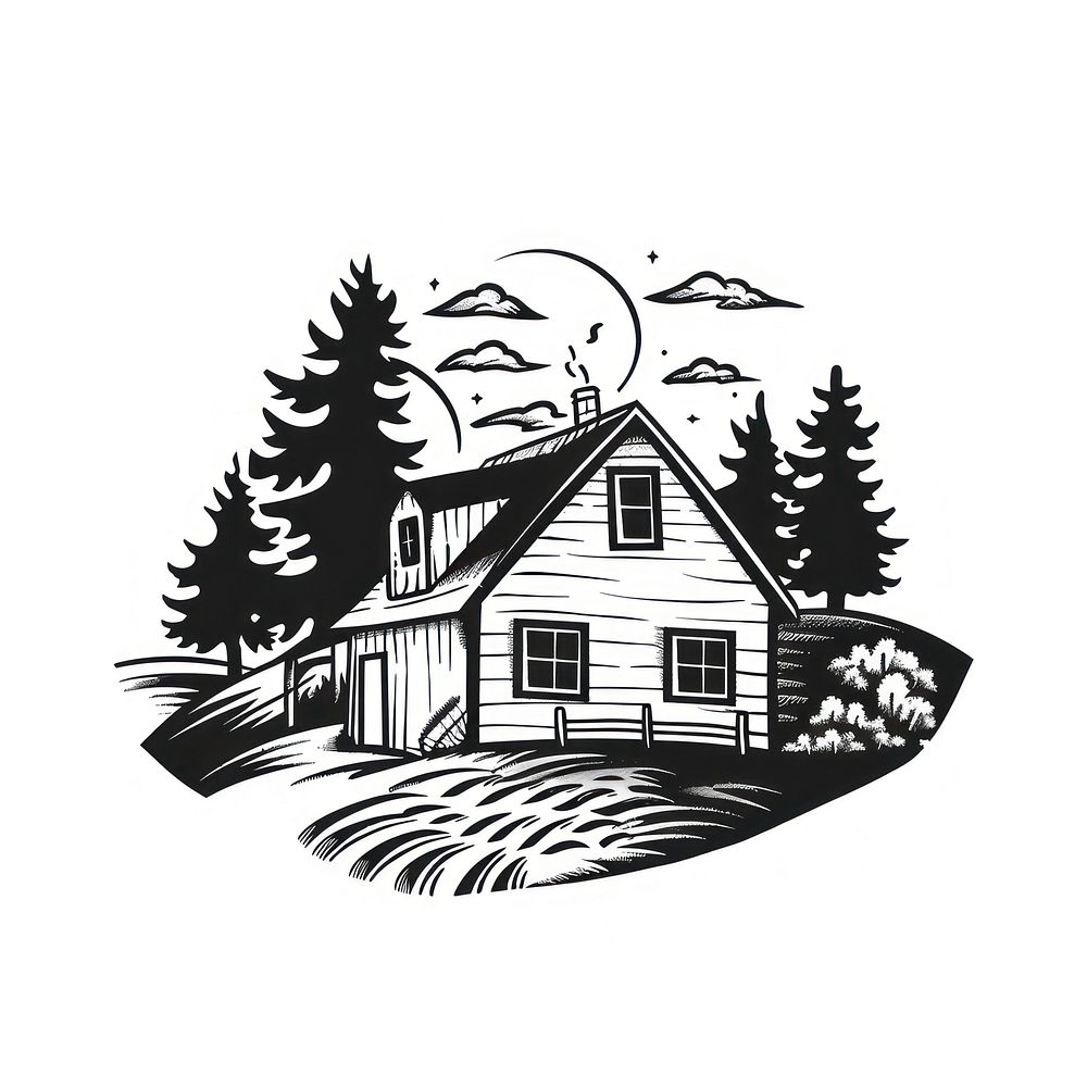 Farmhouse drawing architecture illustrated Free Photo Illustration