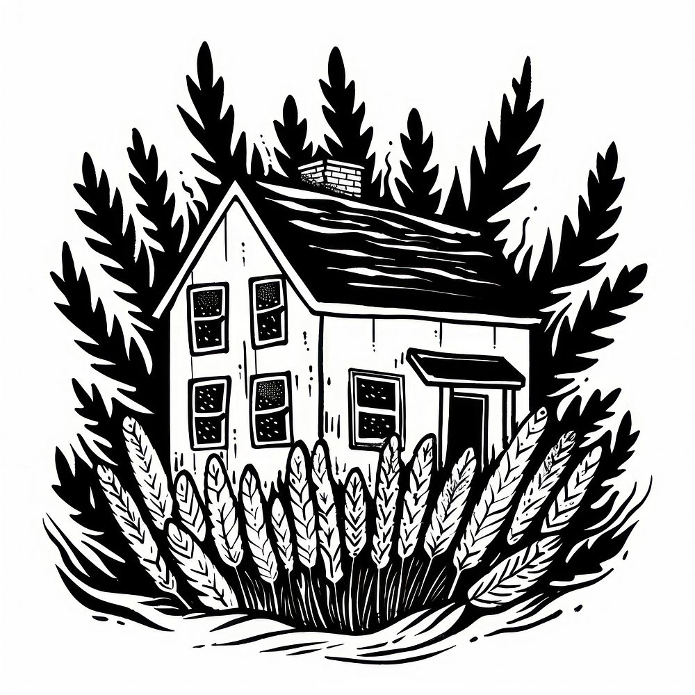 Farmhouse drawing architecture illustrated Free Photo Illustration