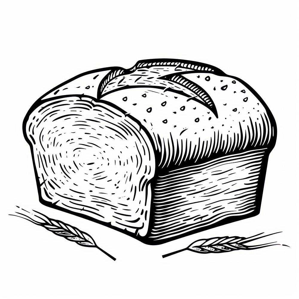 Loaf of bread drawing illustrated sketch.