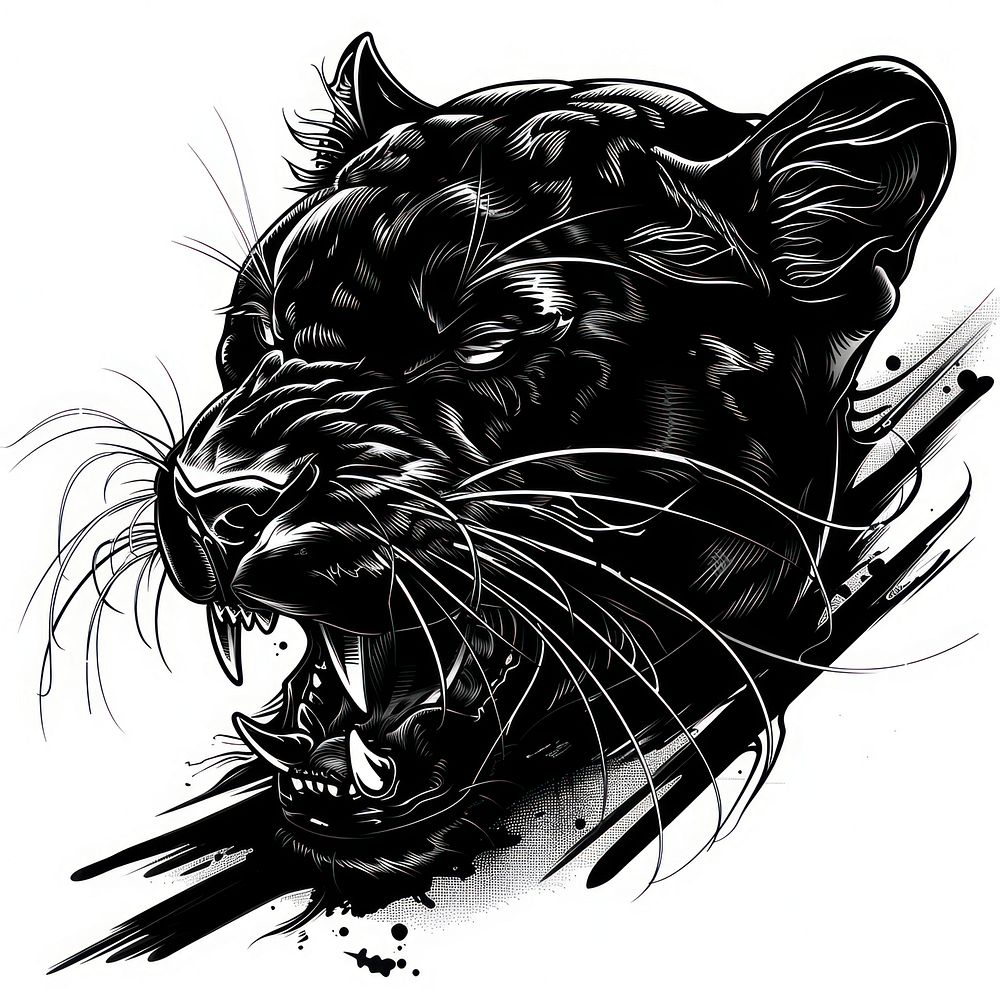 Panther drawing illustrated wildlife.