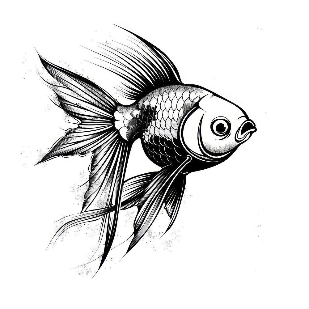 Pet fish drawing illustrated animal.