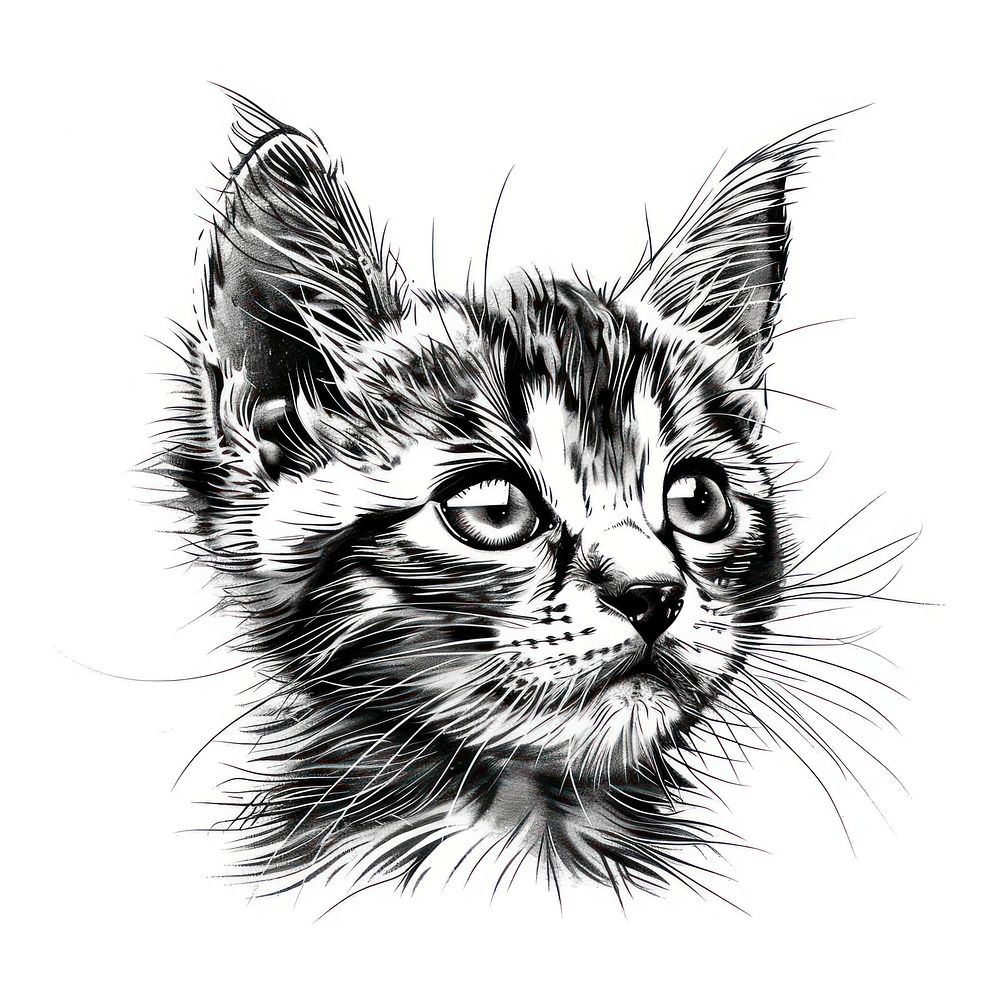 Pet kitten drawing illustrated wildlife.