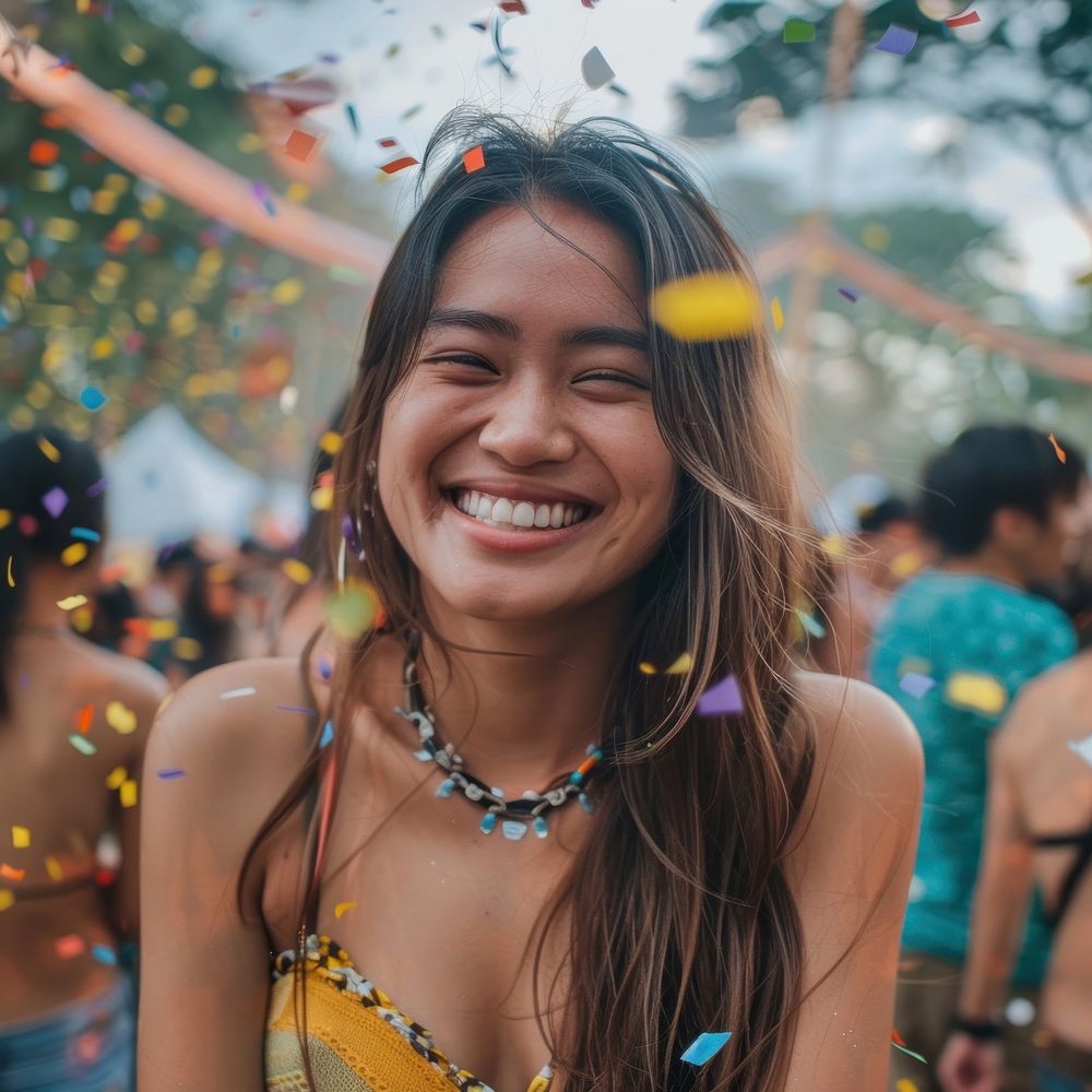 Happy Thai woman at a music festival photo accessories photography.