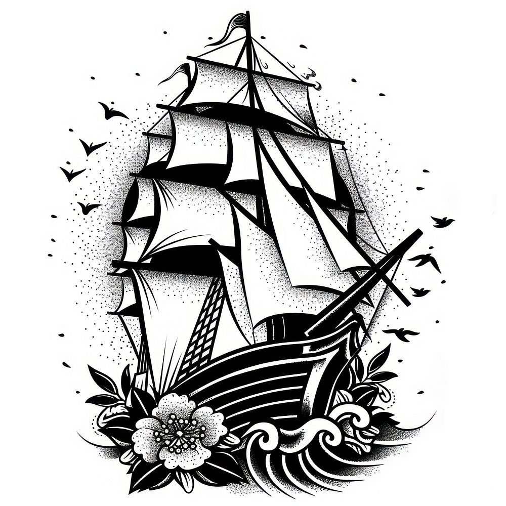 Ship drawing illustrated sketch. | Free Photo Illustration - rawpixel